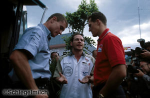 Michael Schumacher, David Coulthard, Jacques Villeneuve